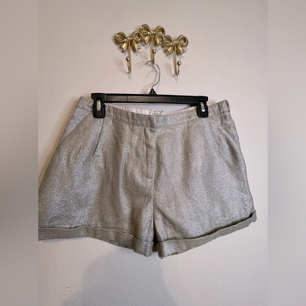 Madison Scotch  Chic High Waist Women's Shorts in  Champaign & metalic threads.